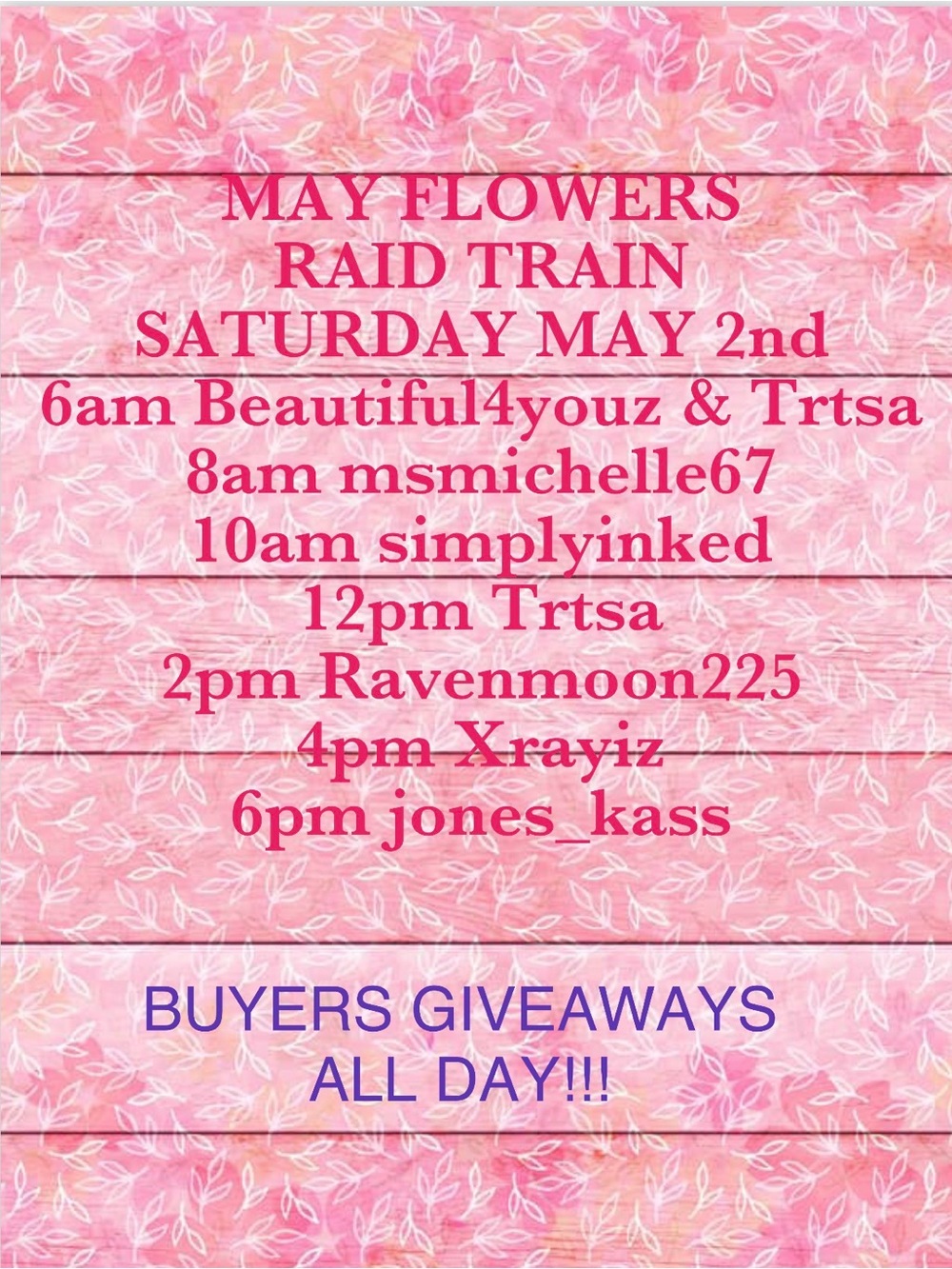 LIVE SHOW LISTING -SUNDAY 6AM